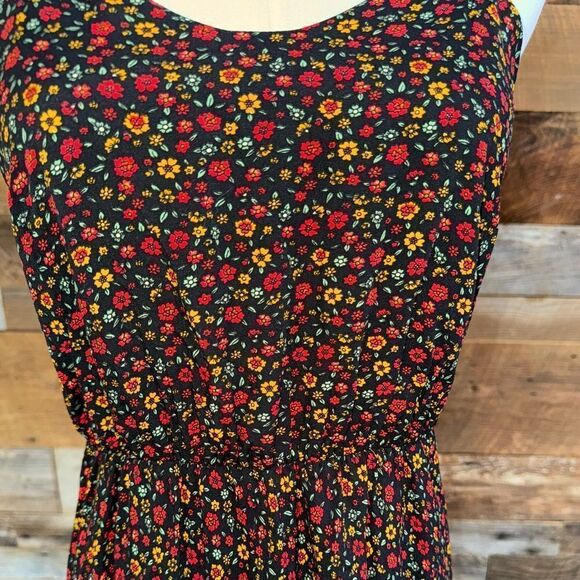 Angashion Floral Adjustable Spaghetti Strap smocked  V Neck Boho Maxi Dress  M - Picture 9 of 16